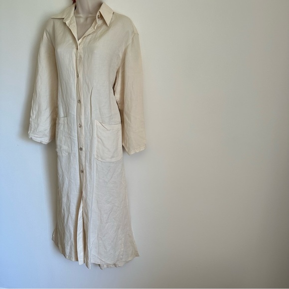 Vanessa Bruno Dresses & Skirts - Vanessa Bruno cream linen viscose tie waist shirtdress